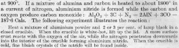 The preparation of aluminium nitride, Mellor