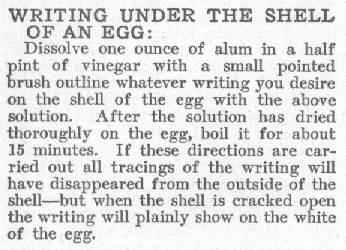 Writing under the shell of an egg
