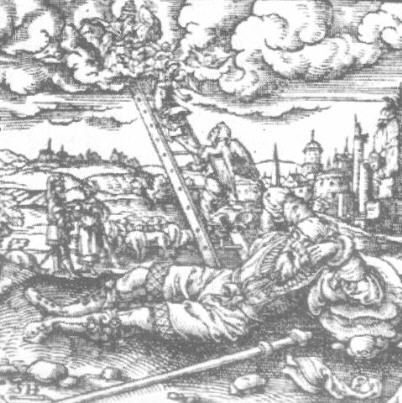 Jacob`s Ladder, to illustrate Gen. xxviii. 10-15; Bishops` Bible, 1568