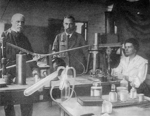 Curies in their laboratory